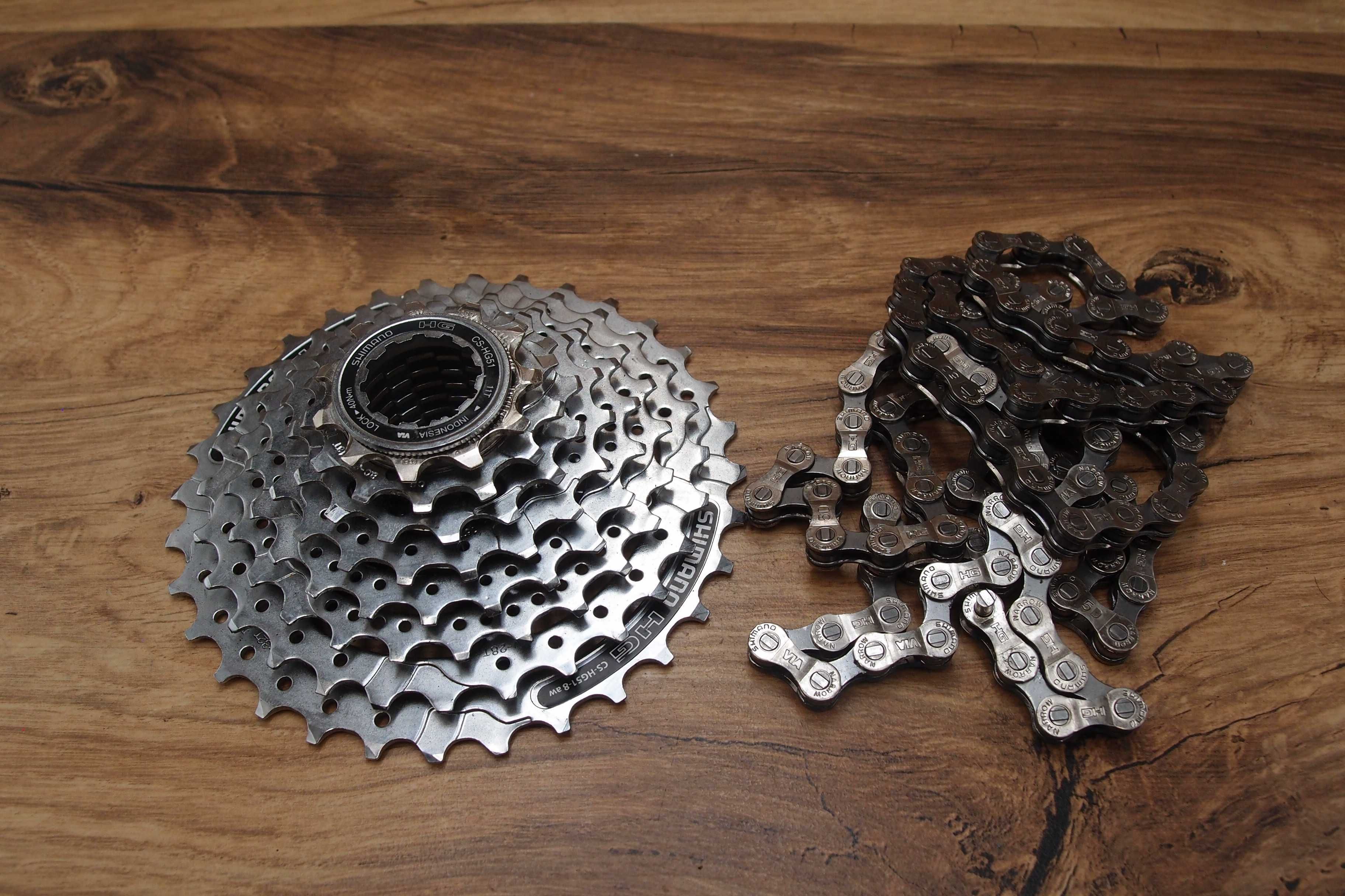 kaseta rowerowa Shimano CS-HG51-8 + łańcuch Shimano HG