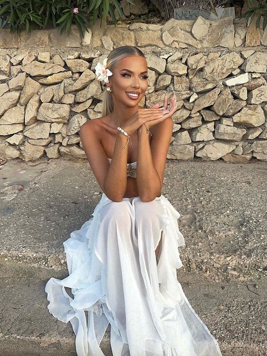 Biały komplet damski plażowy bikini