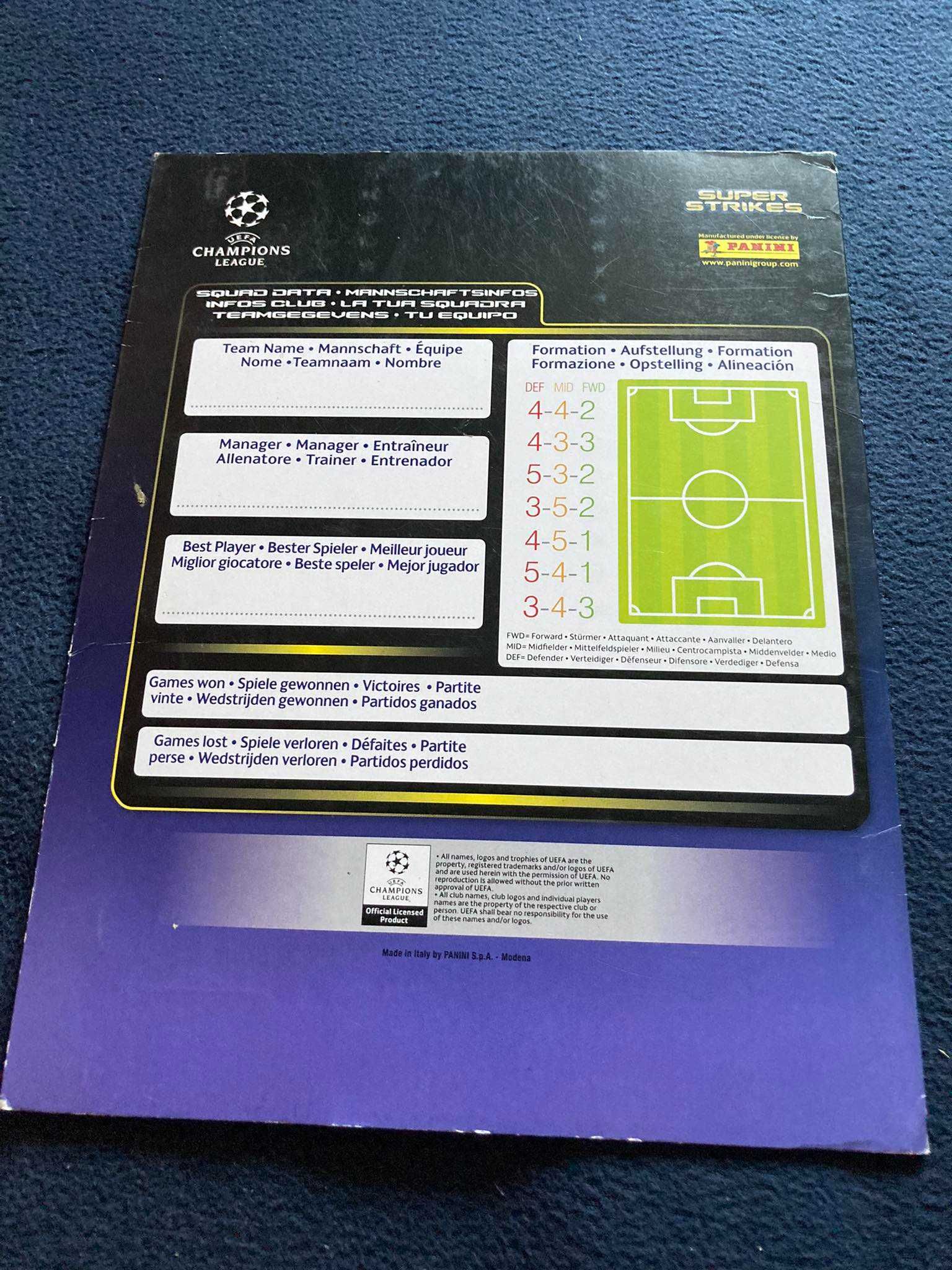 Plansza do gry Game Board Panini Champions League 2009/2010