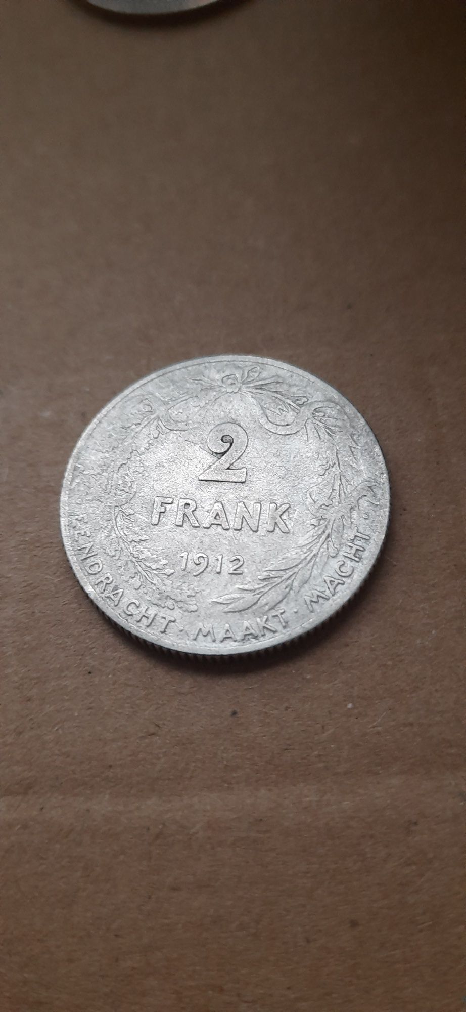 Moneta 2 Frank 1912r. Belgia Srebro