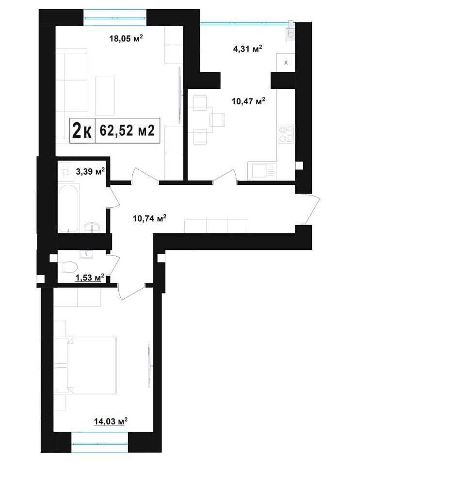 Найдешевша готова 2-х кімнатна квартира площею 62 м2 супер ціна