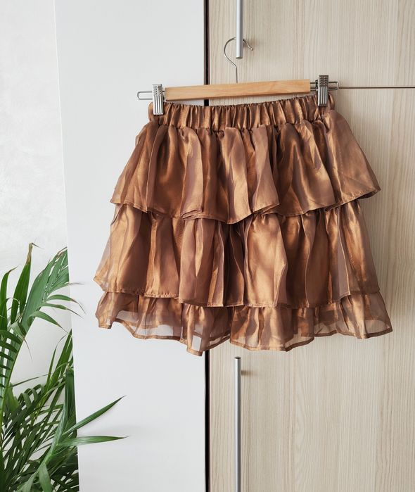 Złota spódniczka mini z falbankami , Judith, Laurella xS S lato wiosna