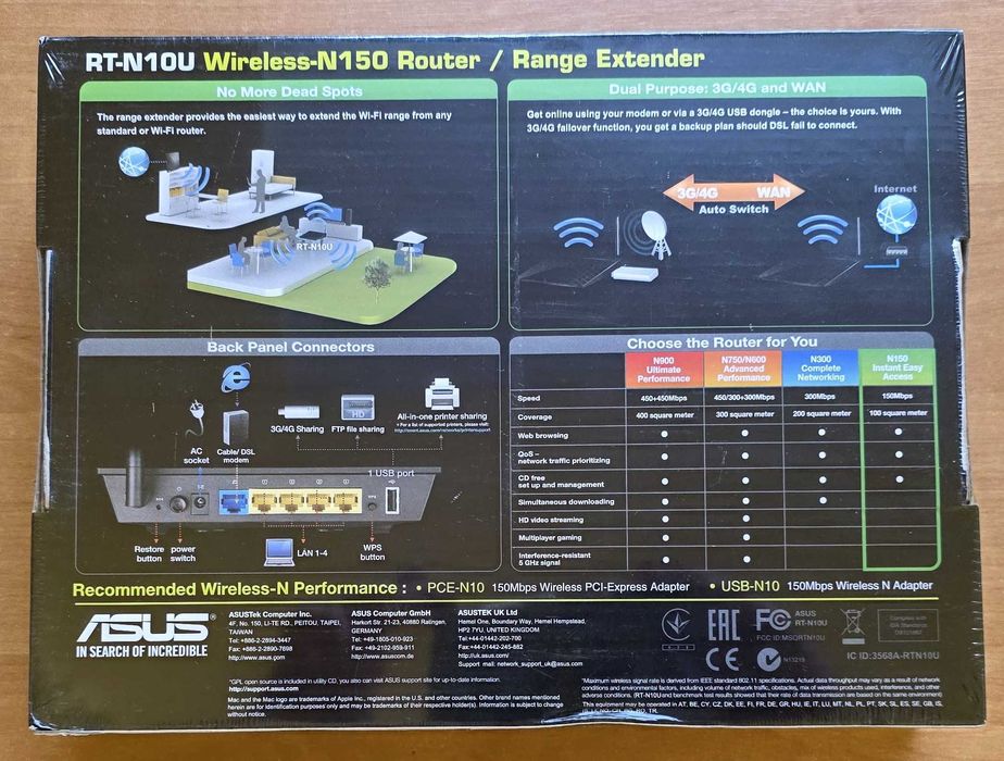 Router ASUS RT-N 10U Wi-Fi N port USB 4G backup NOWY w folii FAKTURA