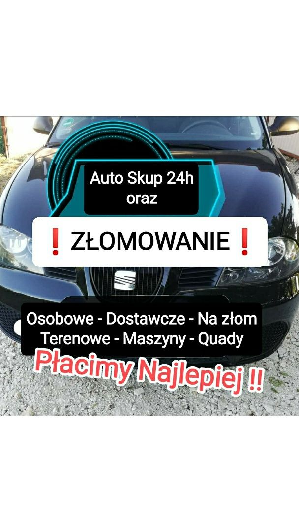 SKUP KASACJA ZŁOMOWANIE Samochodów Aut Quadów Uszkodzonych Pokolizyjny