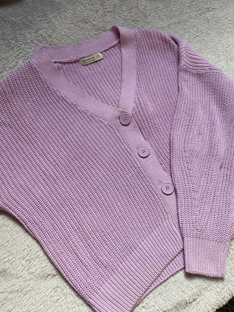 sweter kardigan z guzikami fioletowy stradivarius XS