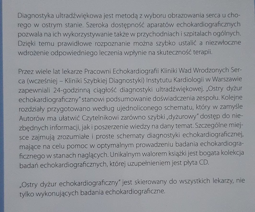 Ostry dyżur echokardiograficzny z płytą- jak nowa.