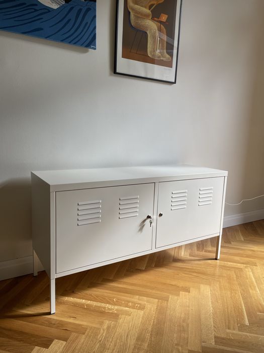 Ikea PS szafka metalowa biała komoda rtv