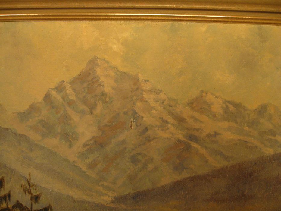 Obraz olej O. Guth Pejzaż górski 140X100cm Rama znany Autor Alpy Tyrol