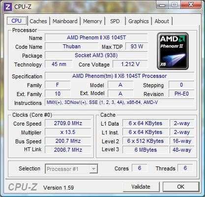 6 ядер 9Мб кэш AMD Phenom II x6 1055T 2,8GHz 125W 1045Т 2,7GHz 95W