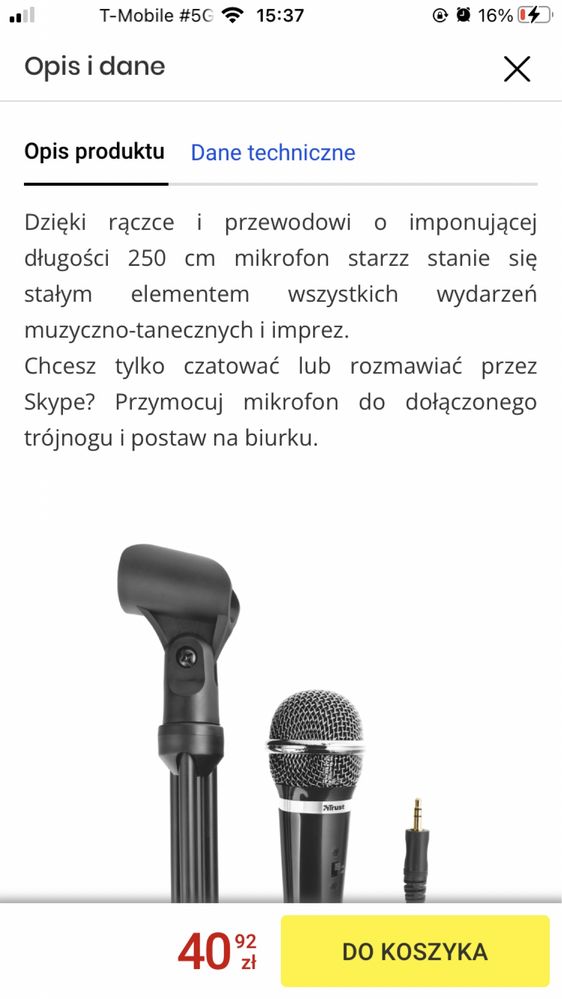 Nowy mikrofon Mikrofon TRUST Starzz All-round Microphone