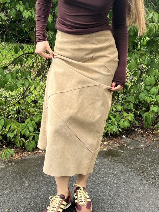 Замшева спідниця максі