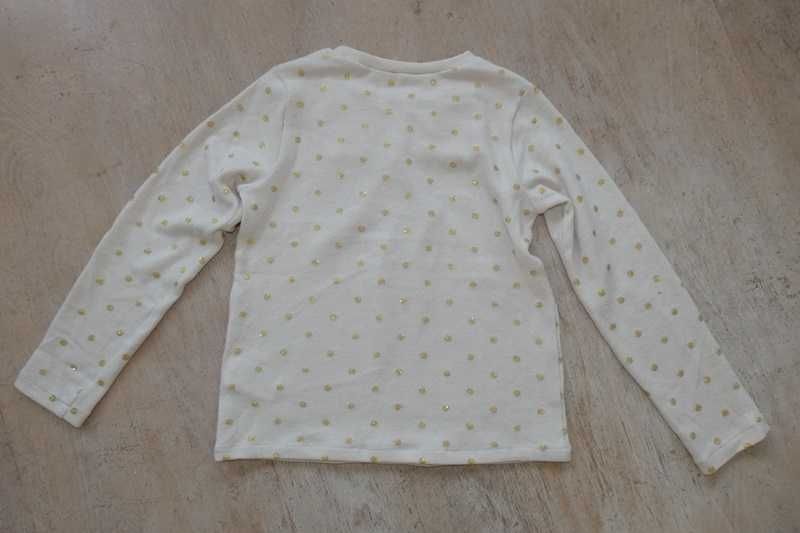 Sweterek w złote groszki, 134/140 (8-10l) + opaska; H&M-NOWY
