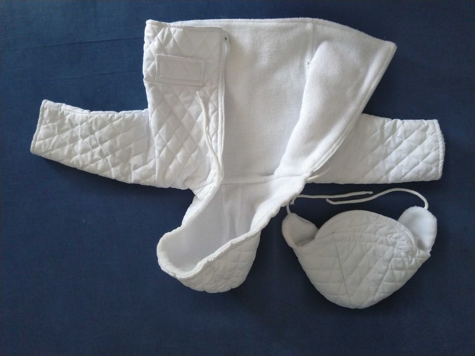 Garniturek na chrzest + zimowa kurteczka i czapka rozmiar 62