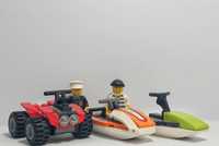 Lego quad, 2x motorówka, 2x figurka