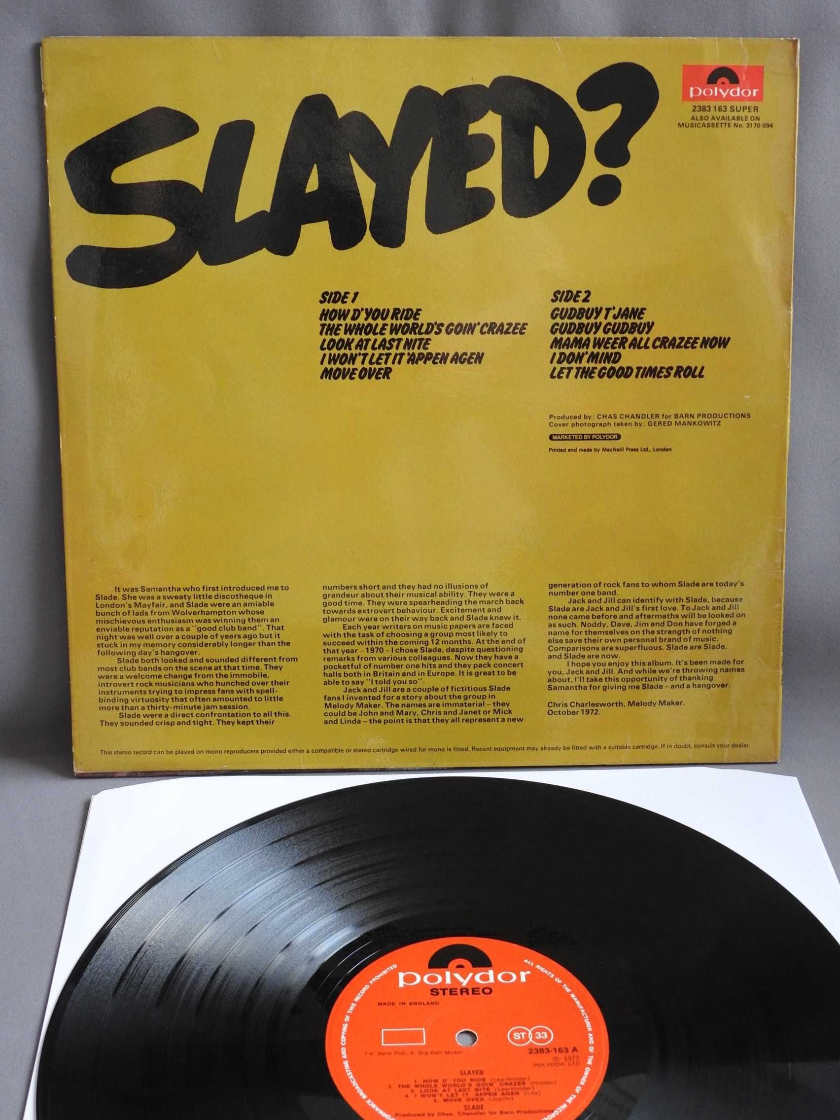 Slade Slayed LP UK Британская пластинка 1972 EX оригинал 1st press