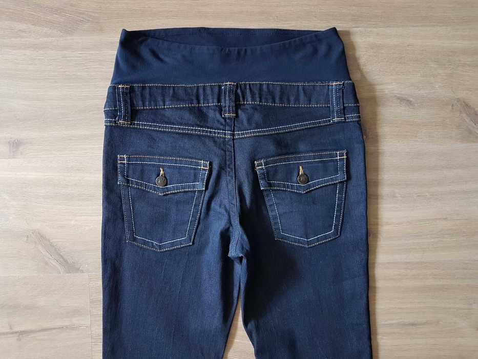 Granatowe bawełniane jeansy ciążowe H&M MAMA roz. 36