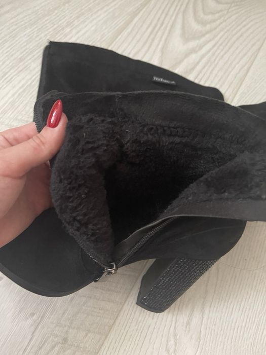 Ботфорти жіночі, женские черные ботфорты, сапоги зимние, демисезон