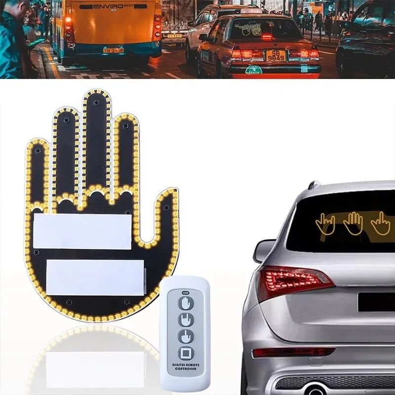 Рука долоня на скло машину gesture fan fak car l led  ладонь фак авто