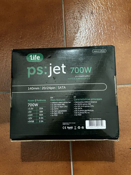 Fonte de alimentação 700W 1Life – nova / pouco uso