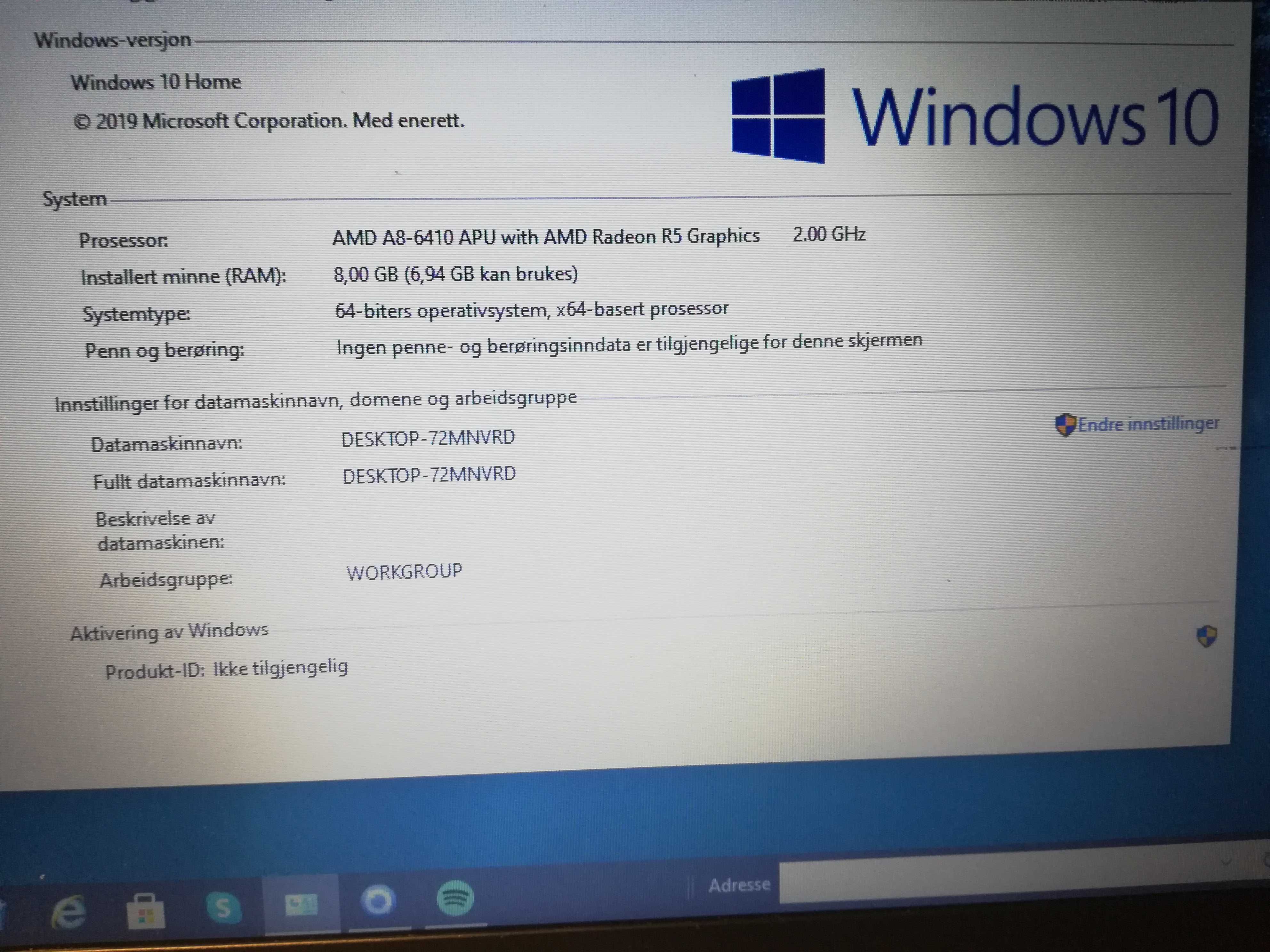 Laptop HP Pavilion 15,6"AMD A8-8GB-1TB-Win10-stan BDB
