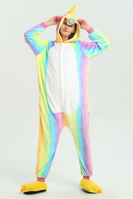 PIŻAMA JEDNOROŻEC TĘCZOWY strój kostium kigurumi wzrost 160 - 170 cm