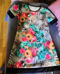 Letnia kkolorowa sukienka tunika w kwiaty nowa