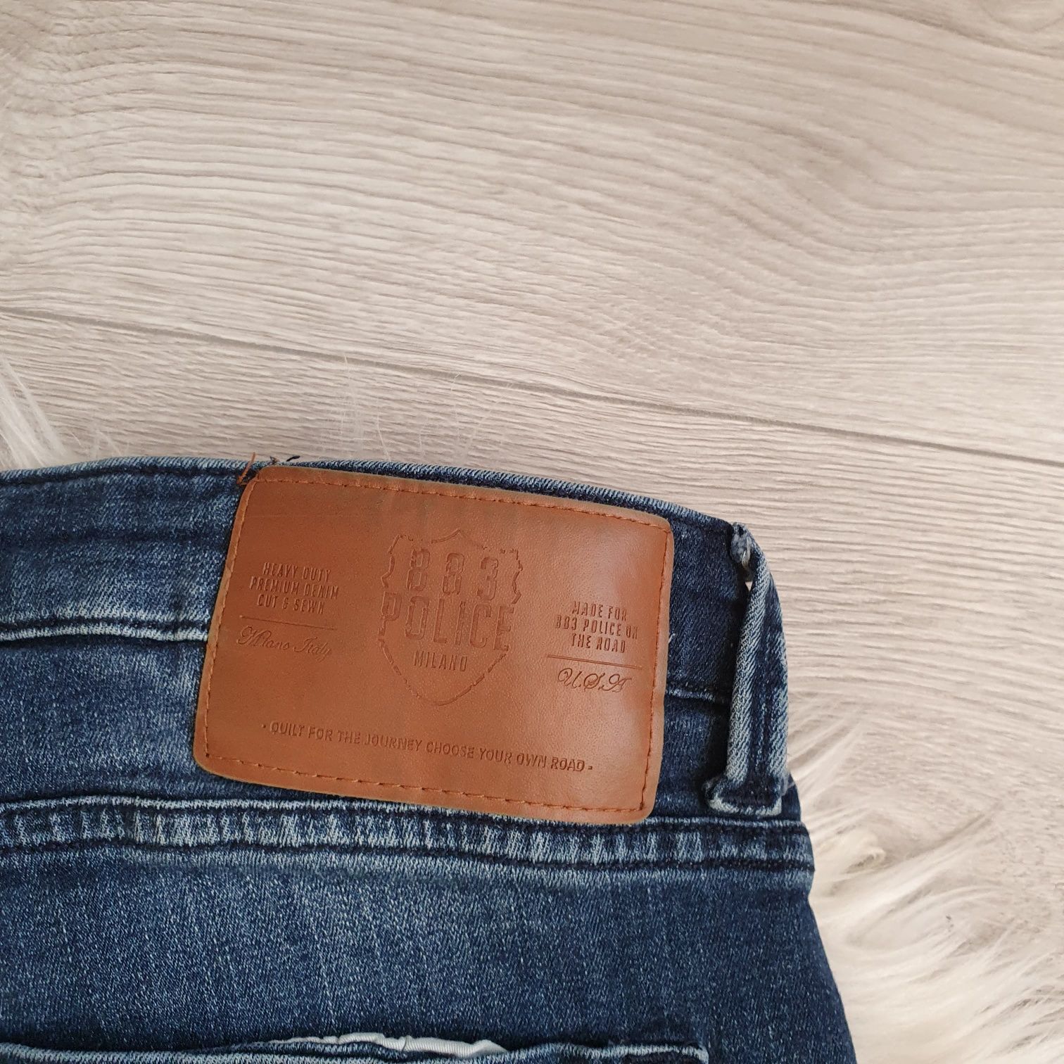 883 police spodnie jeansy męskie dżinsy premium slim fit dziury L XL42