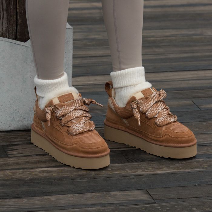 UGG Lowmel Sneaker Chestunt Platform, уггі кросівки рижі, угги