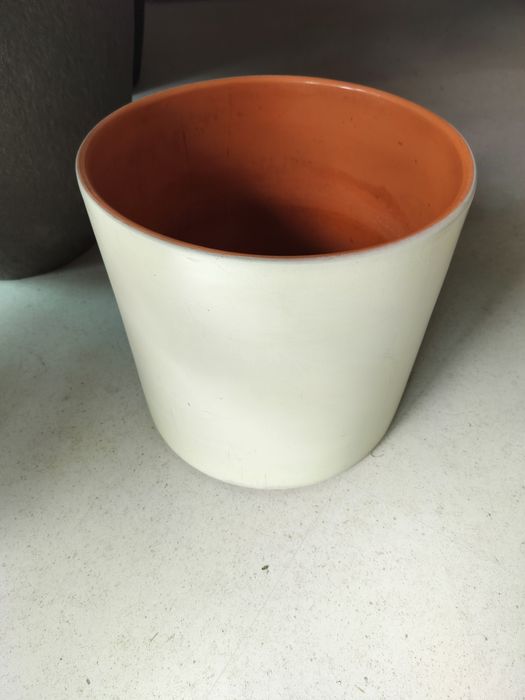 Vaso cerâmica bege 30 cm diâmetro e altura