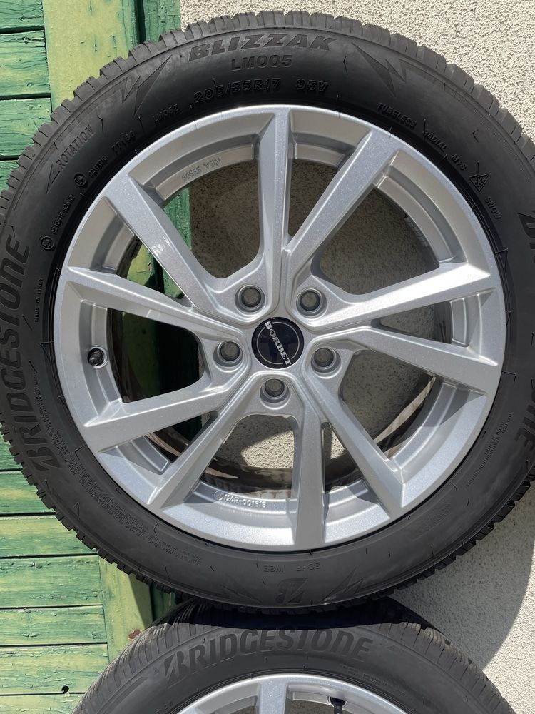 Felgi aluminiowe Borbet 17” 5x112 + opony Zima Bridgestone – stan bdb!