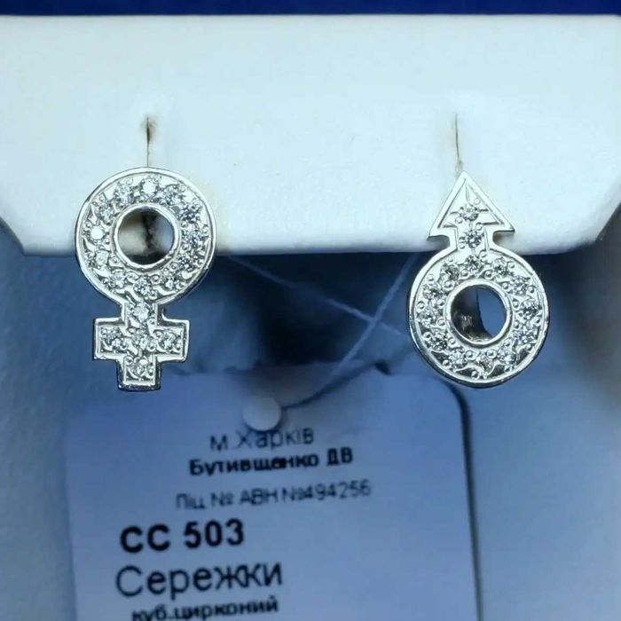 Серебряные серьги, сережки из серебра с камнями, без вставок 925 проба