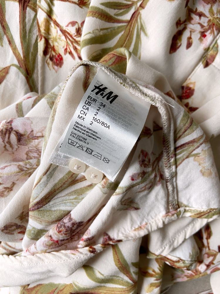 Sukienka XS H&M mini kwiaty stójka letnia tunika