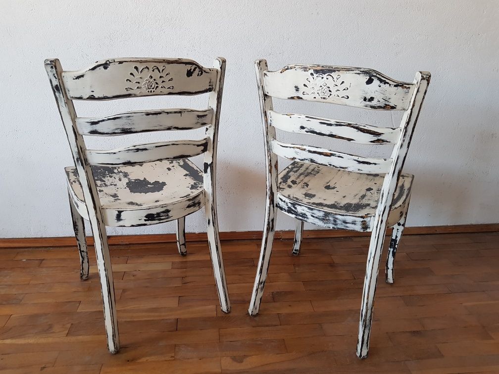 Krzesła 2szt krzesło stylizowane stylowe SHABBY CHIC zdobione DECO wys