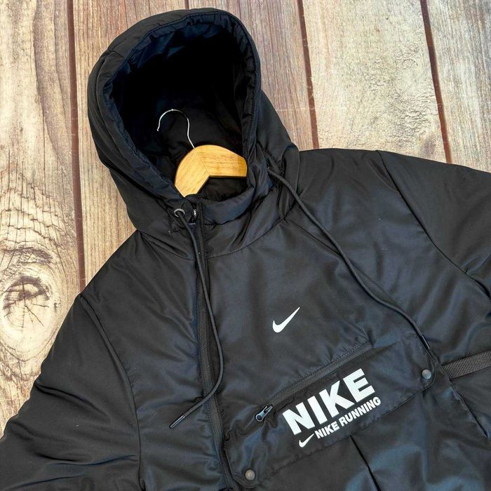 Чоловіча куртка Nike демісезонна з капюшоном Найк єврозима чорна S-XXL