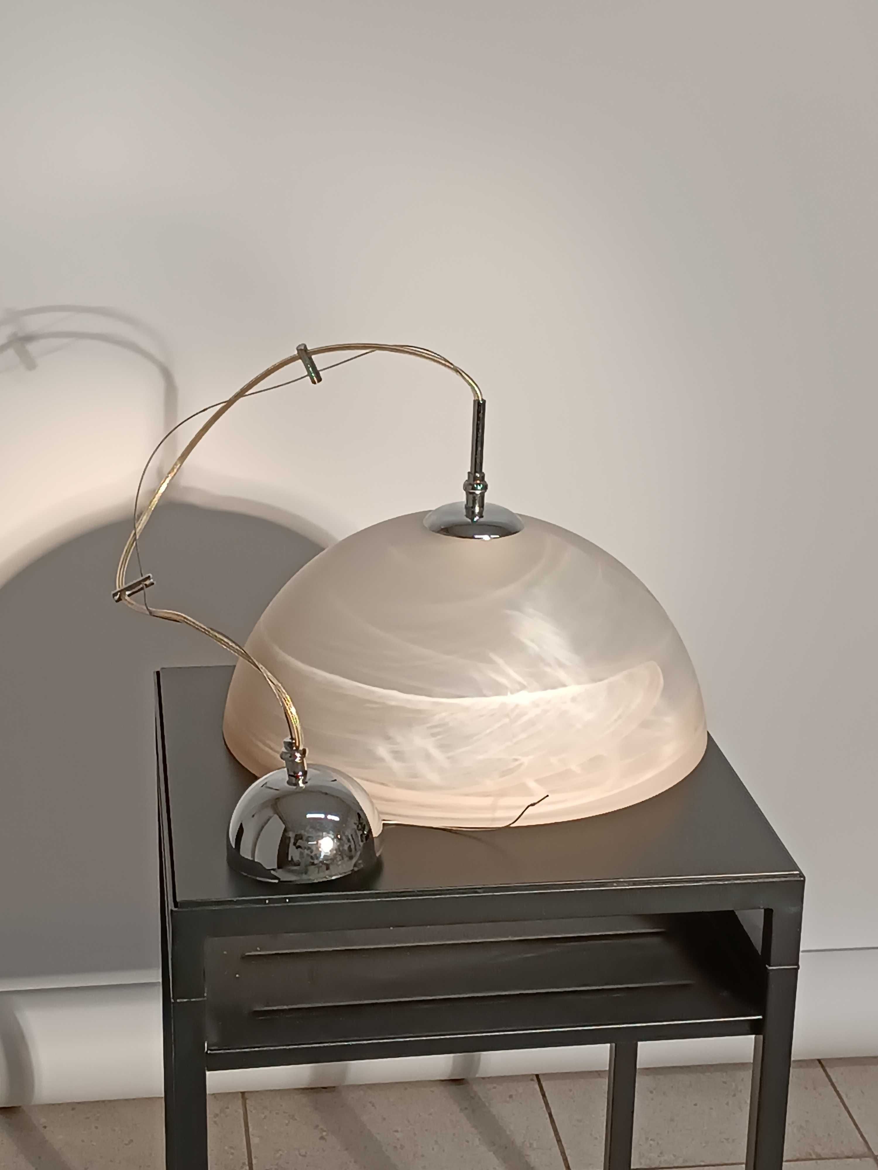 Lampa sufitowa żyrandol vintage szkło alabaster beż chrom