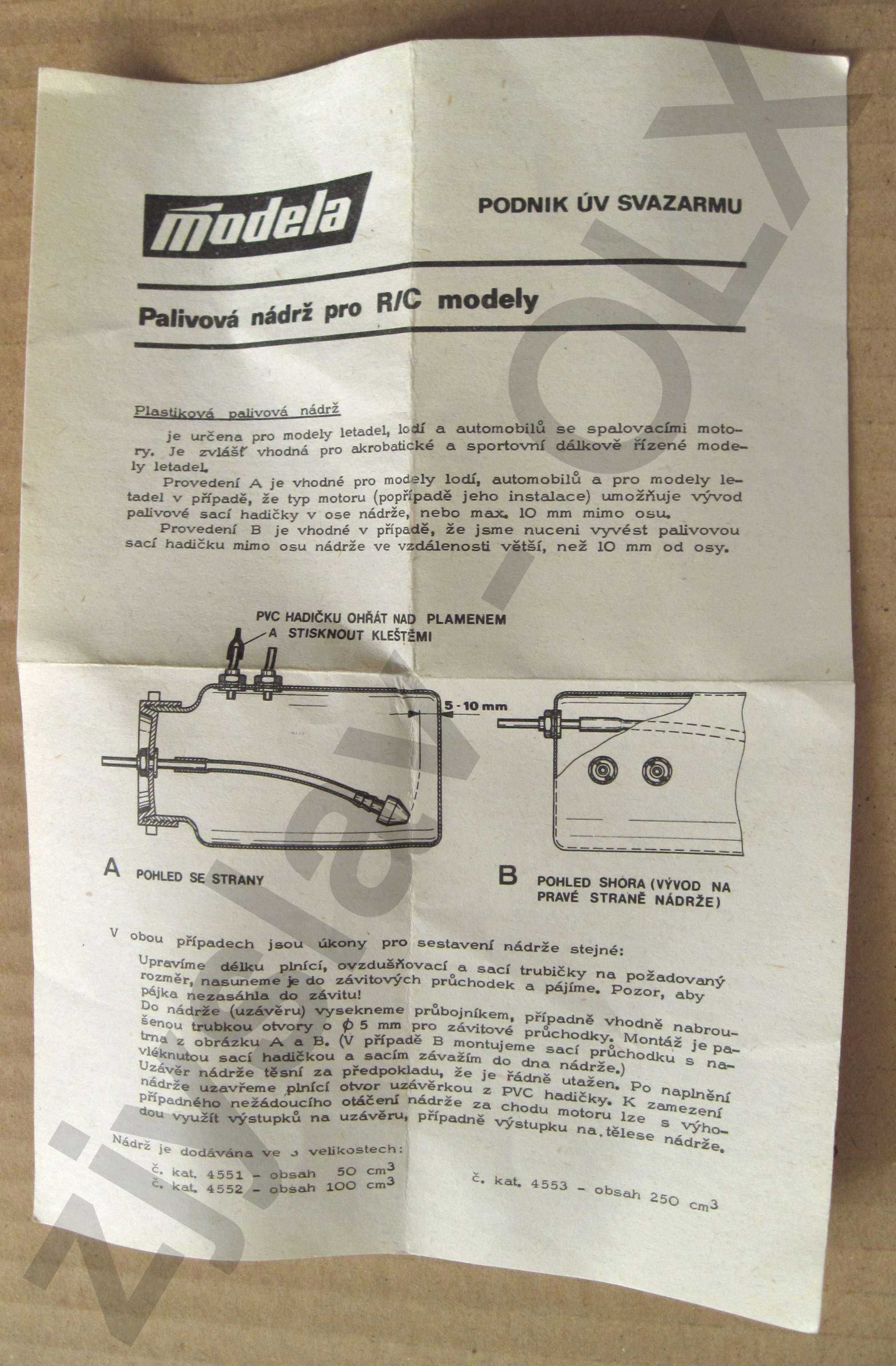 Zbiornik paliwa do modeli RC 250ml - Modela