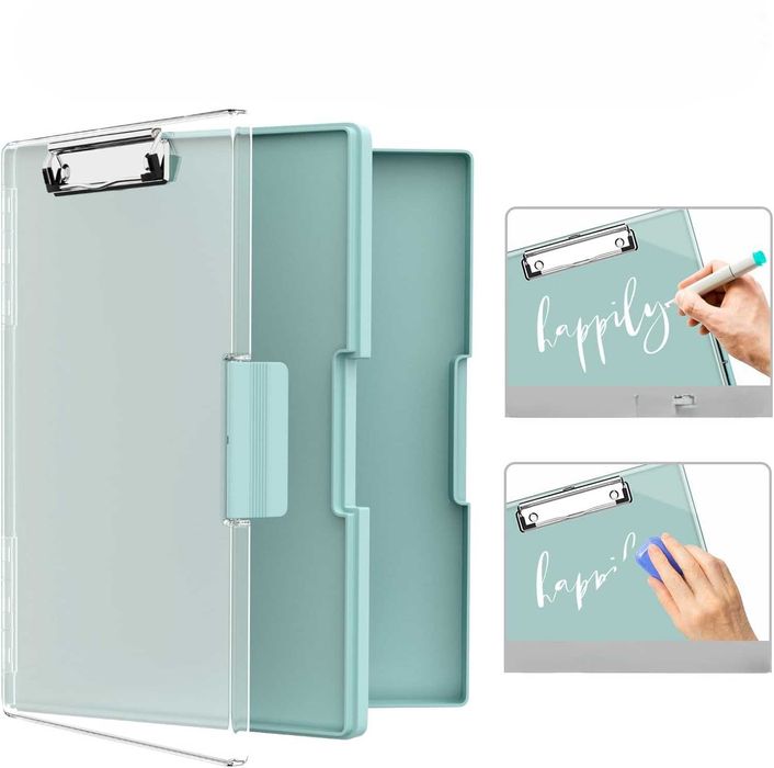 Clipboard Teczka z przechowywaniem A4, przezroczysty panel miętowy