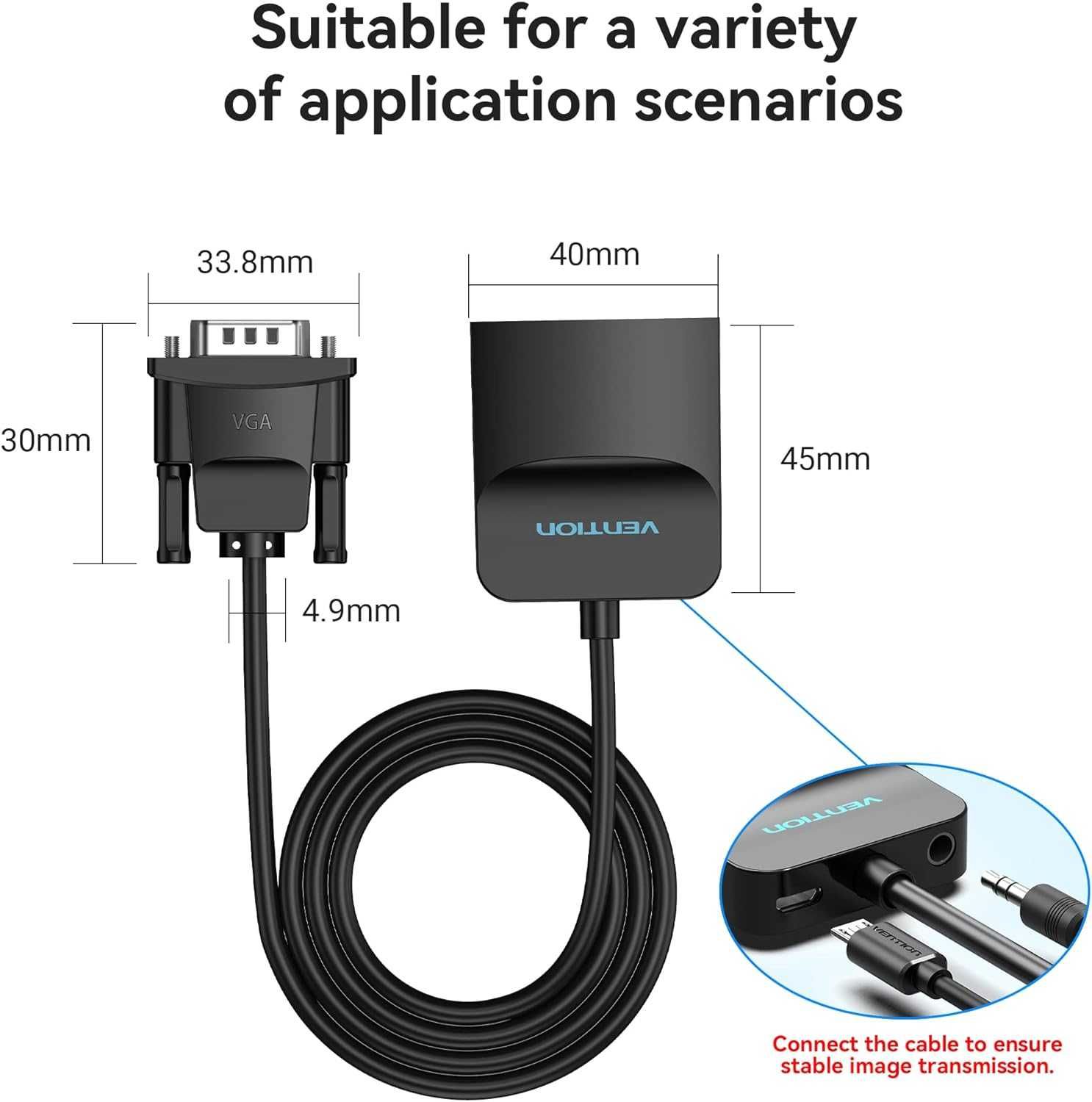 VENTION Adapter VGA na HDMI 1080P