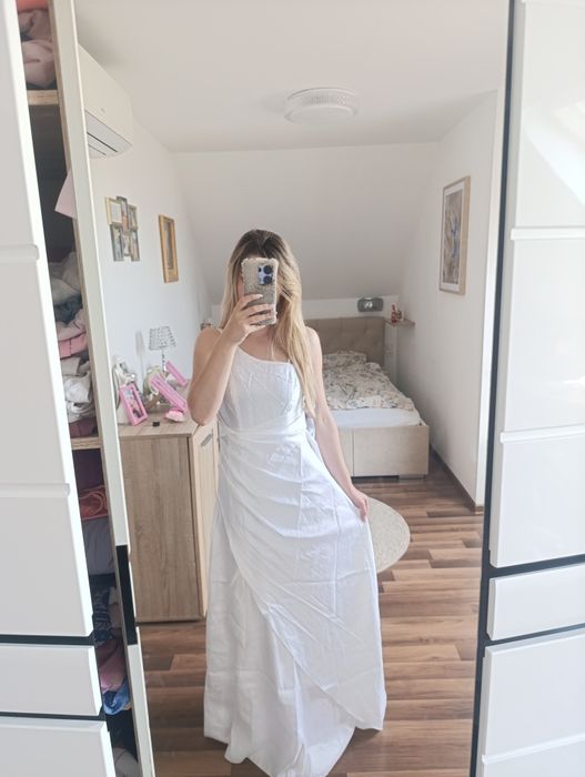 Suknia ślubna cekiny na jedno ramię długa balowa kobieca s