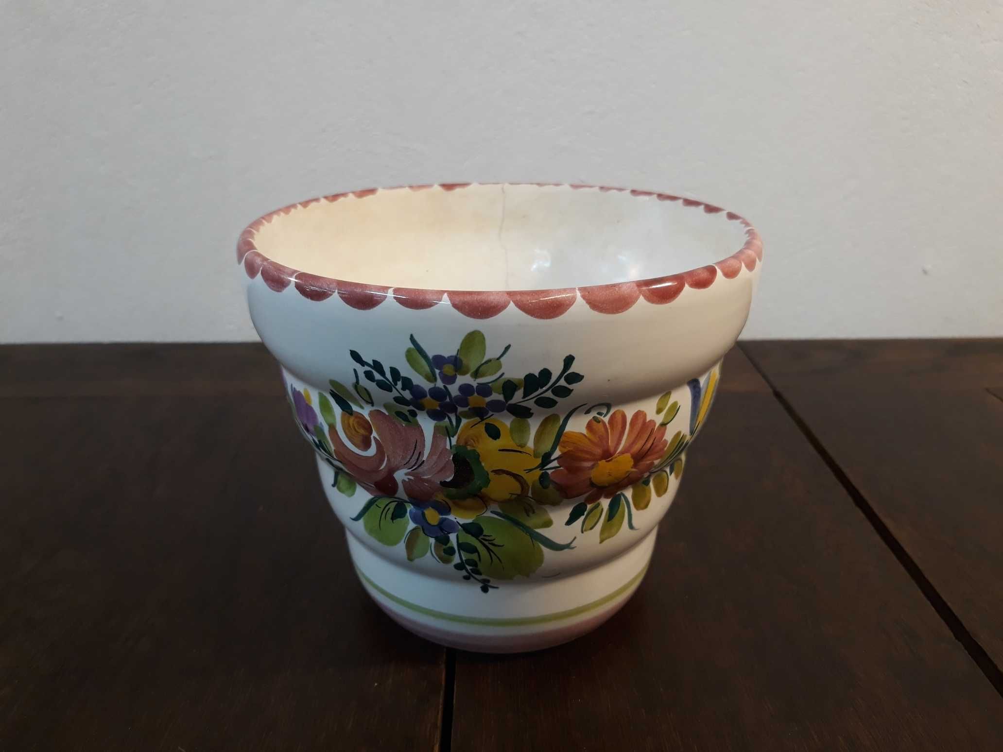 Doniczka ceramiczna Gmundner Austria ręcznie malowana, kwiaty