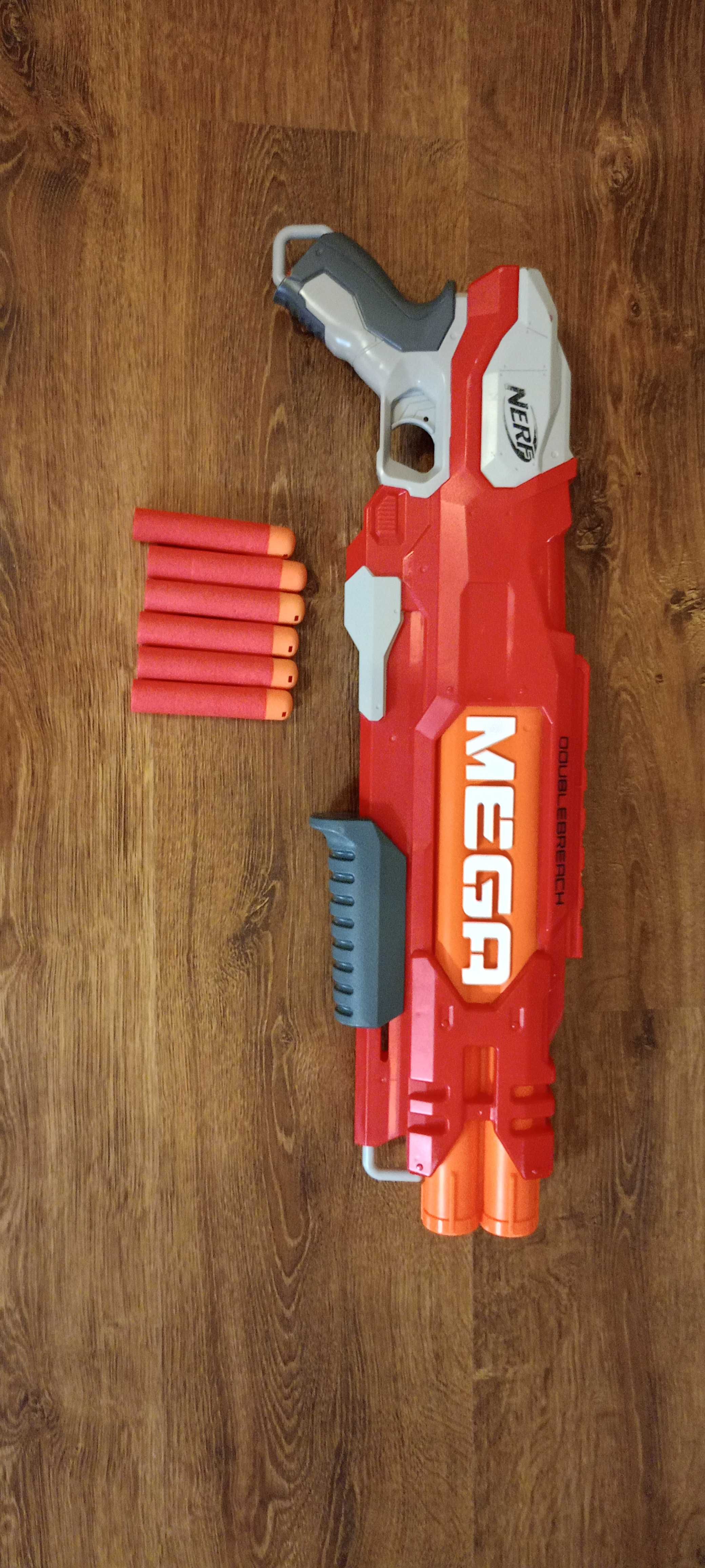 pistolet nerf shootgun mega doublebreach na strzałki z wyposażeniem