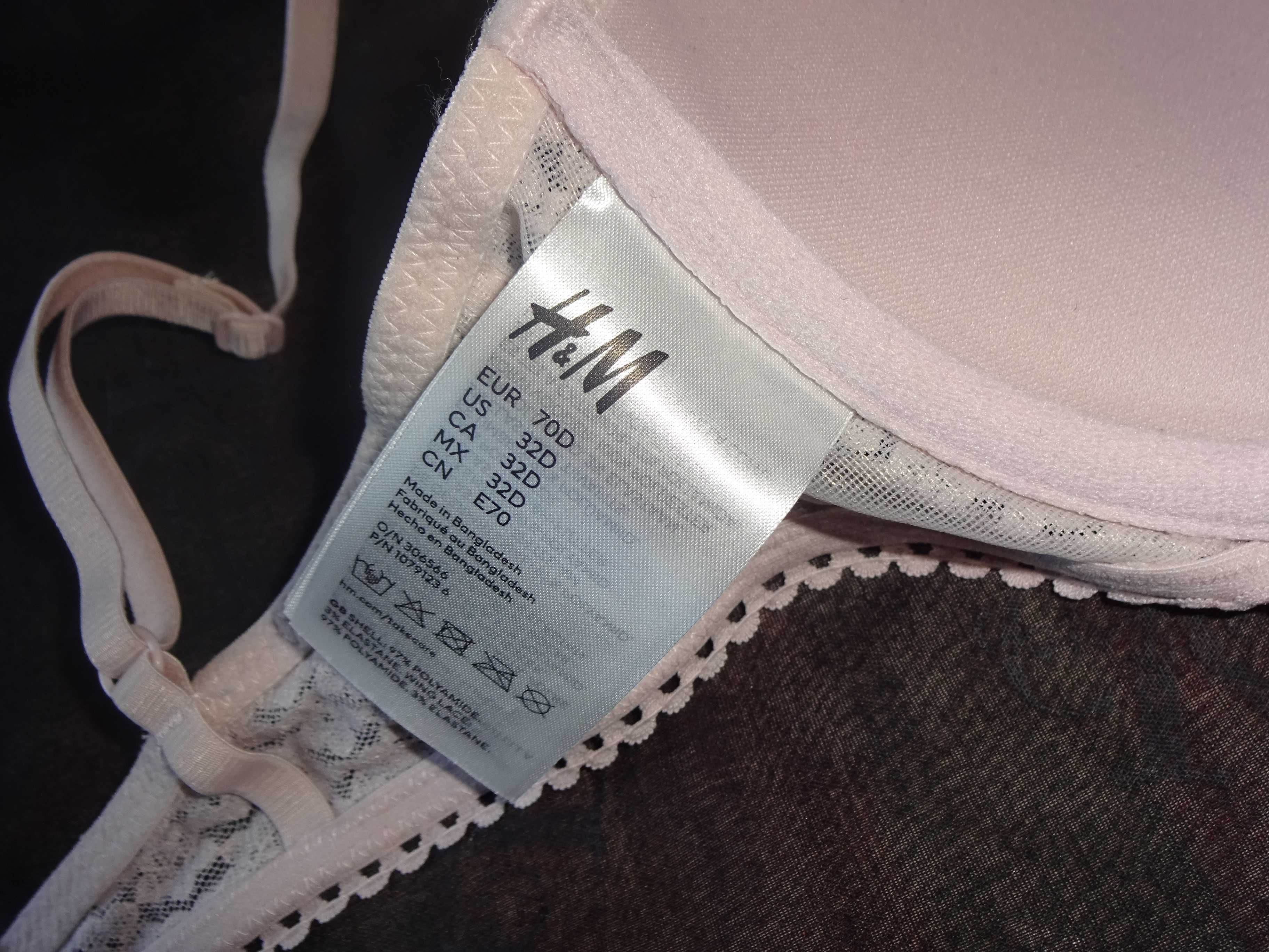 H&M Push Up biustonosz pudrowy róż OKAZJA nowy EUR 70D