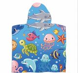 Ręcznik Kąpielowy z Kapturkiem na Basen Plażę Poncho Dziecięce 120x60