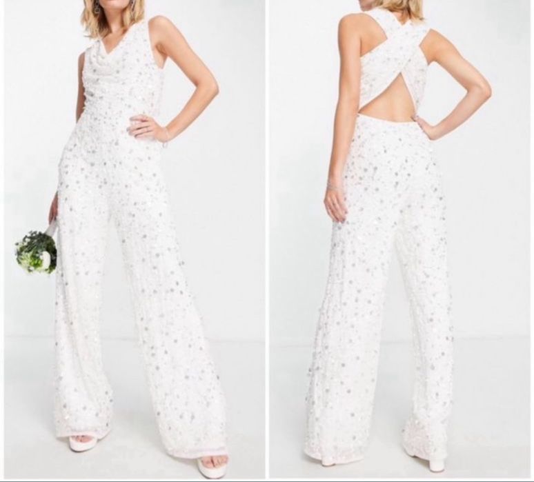 cekinowy kombinezon długi asos luxe  xl 42