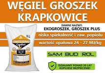 Węgiel GROSZEK (dawniej ekogroszek) KRAPKOWICE, niska spiekalność !