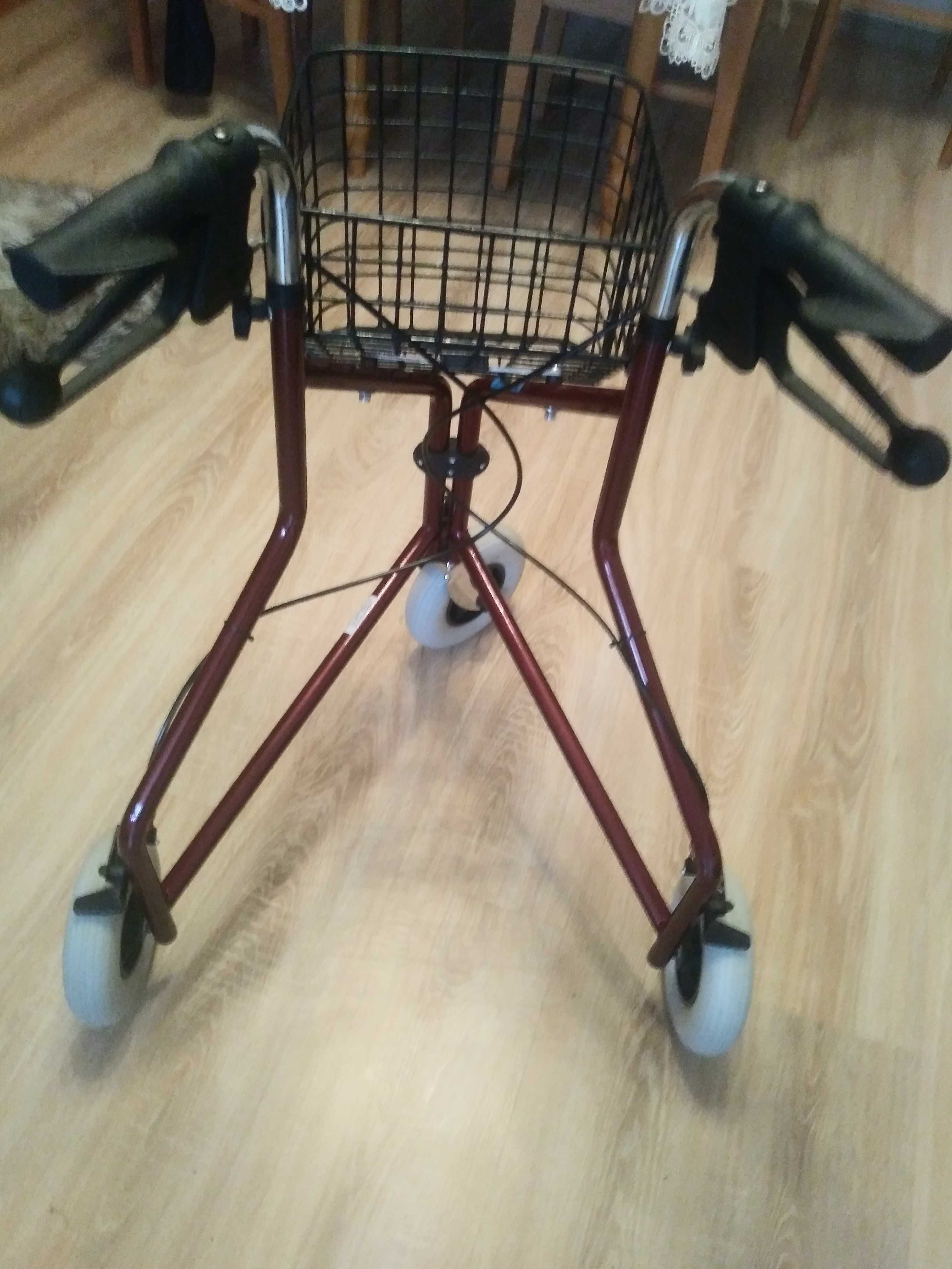 Chodzik Balkonik Wózek dla Seniora 3 kołowy Lekki składany OKAZJA NOWY
