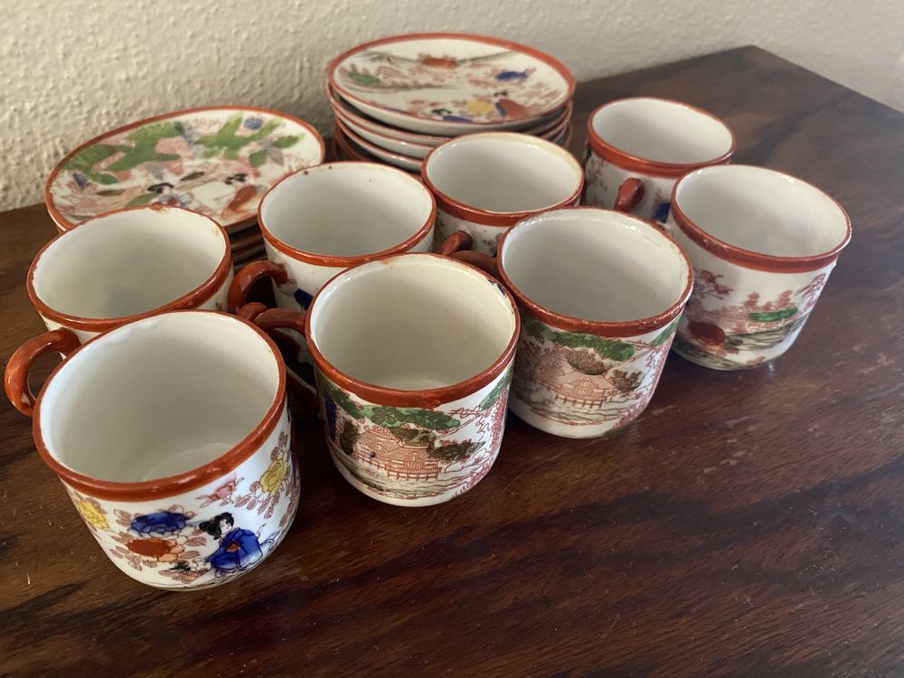 Serviço cafe porcelana oriental antigo