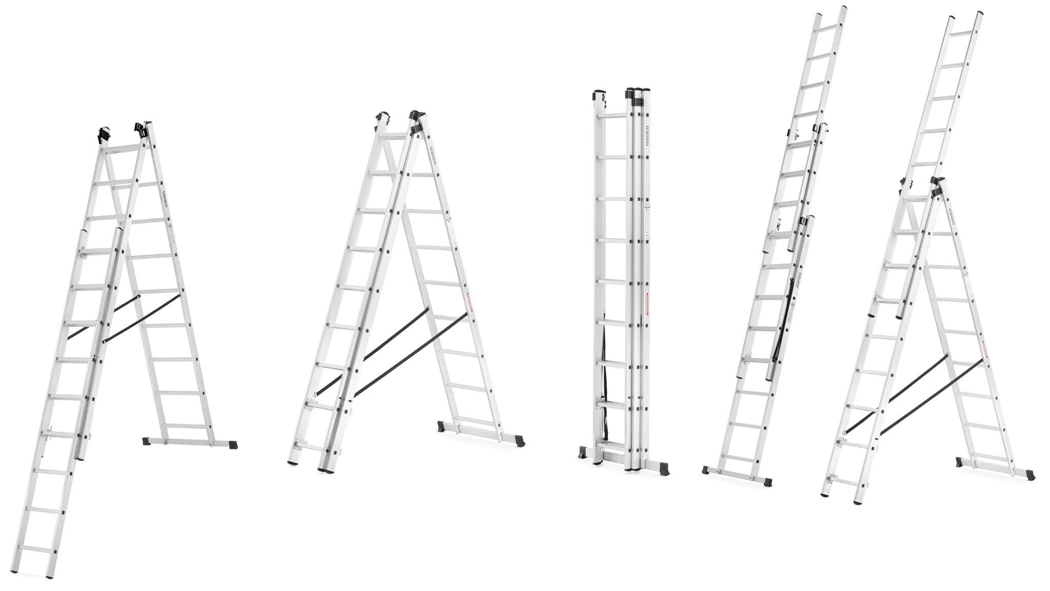 PREMIUM! Drabina Aluminiowa 7,10 m do 150 kg! 3 częściowa (3x9) + Hak!