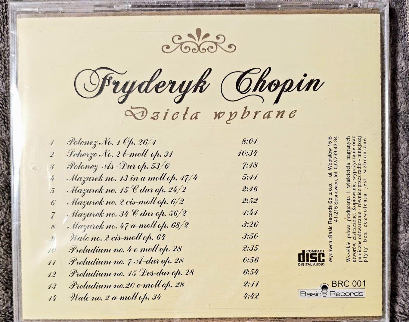 Fryderyk Chopin - płyta cd - dzieła wybrane.