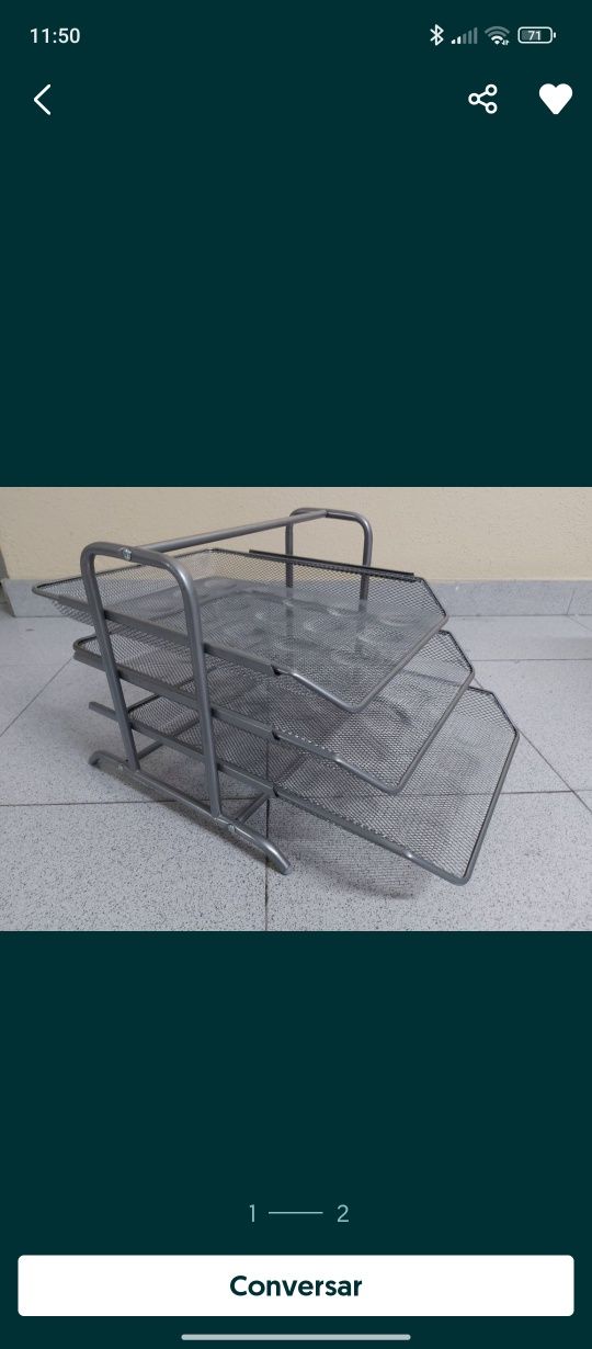 organizador /porta cartas em metal cinza